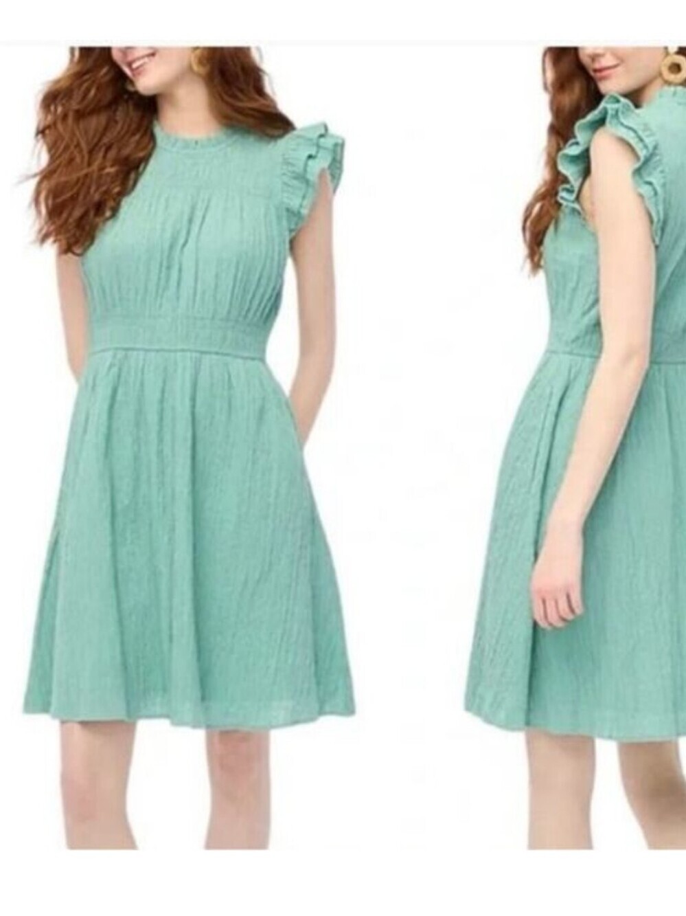 J.Crew flutter sleeve cotton gauze mini dress wedding guest vacation sz XS